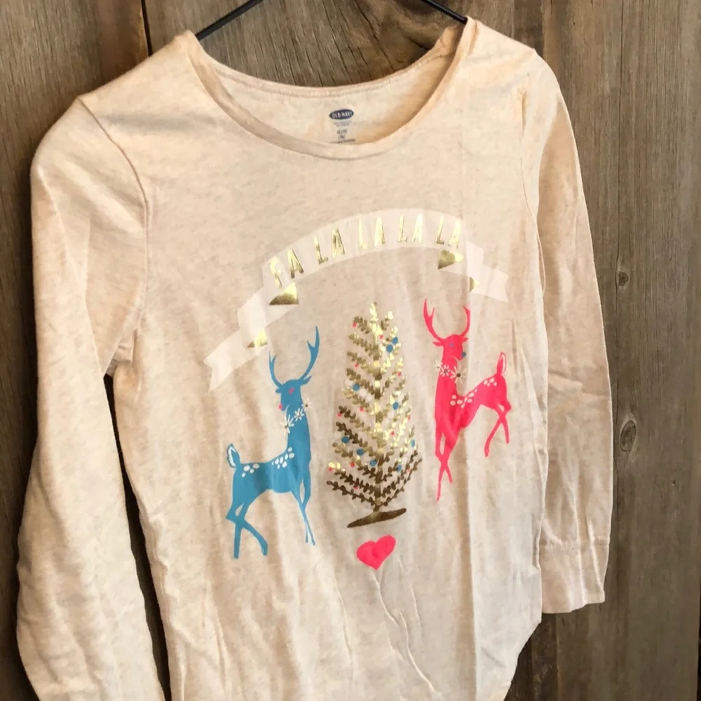 Old Navy Holiday Graphic Long Sleeve Top Size 14